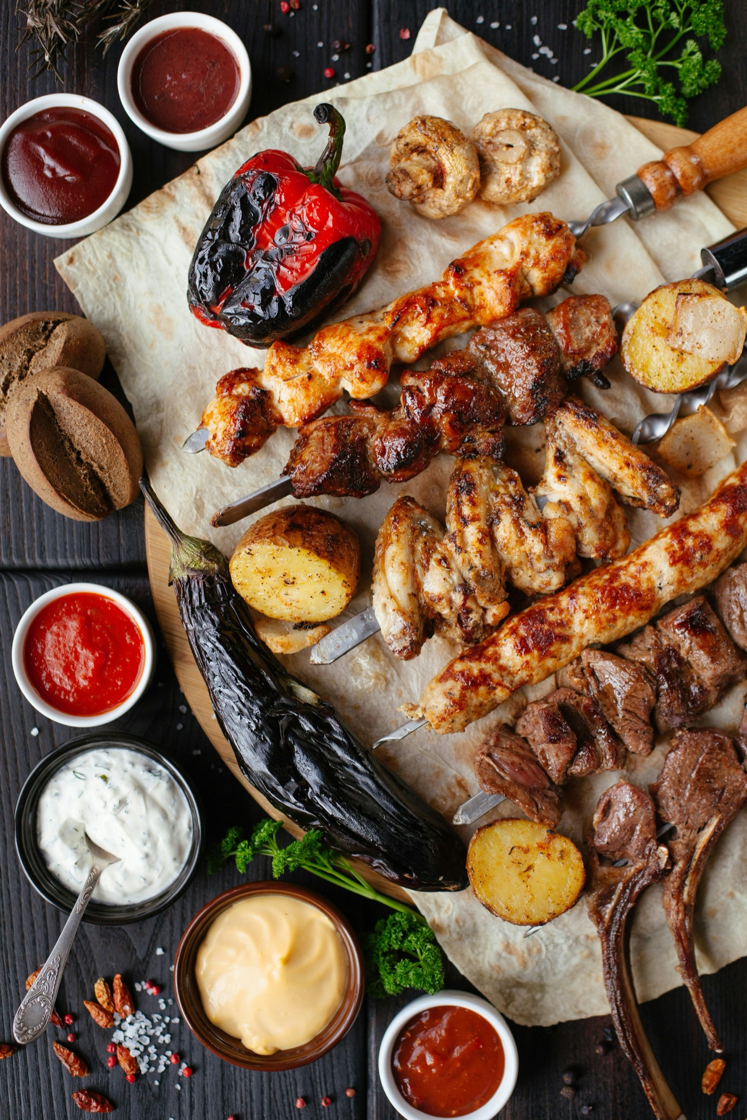 Gegrilltes vom offenen Feuer, Muster-Motiv