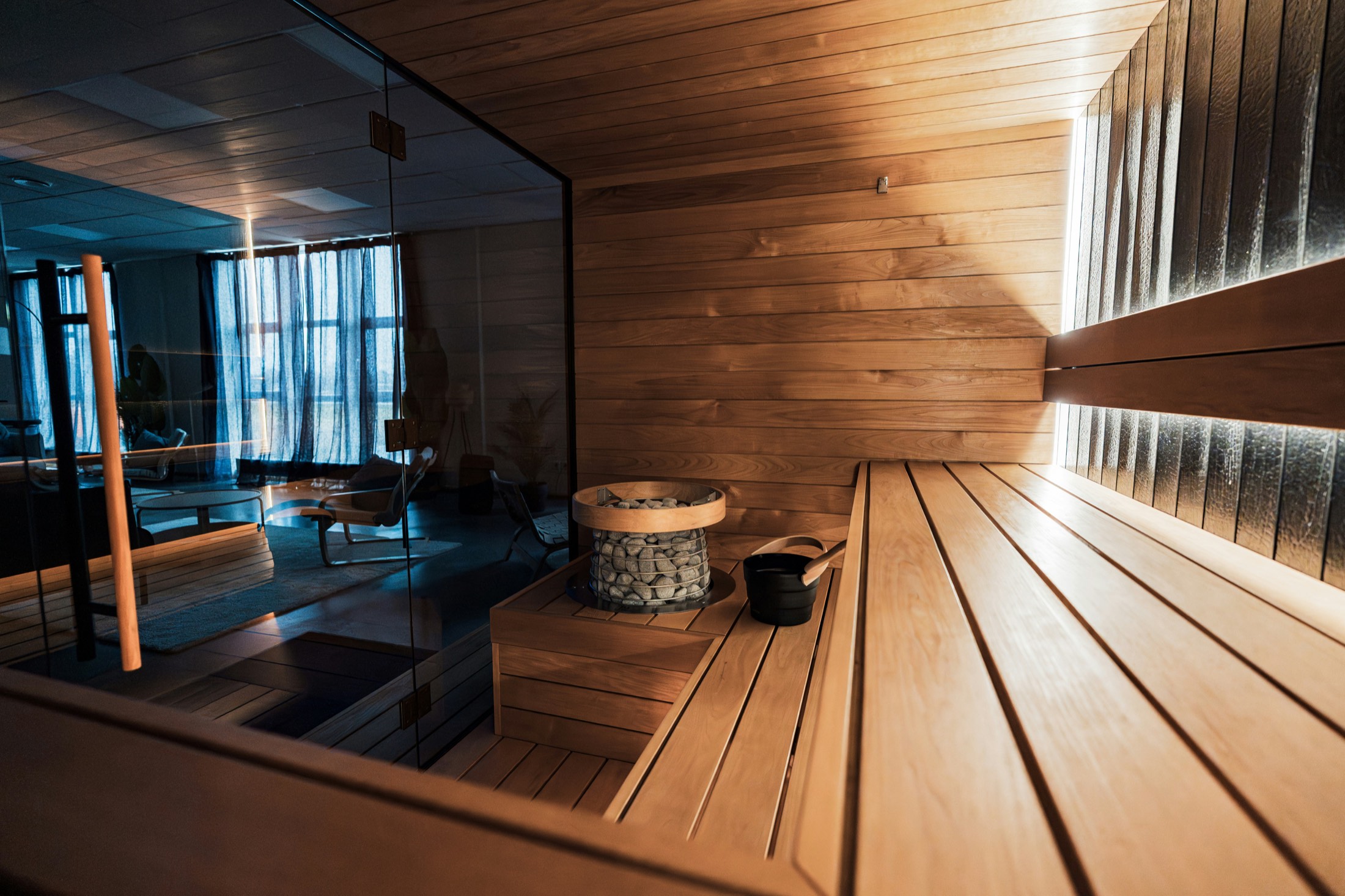 Ruhiges Sauna- und Wellness-Interieur, Muster-Motiv